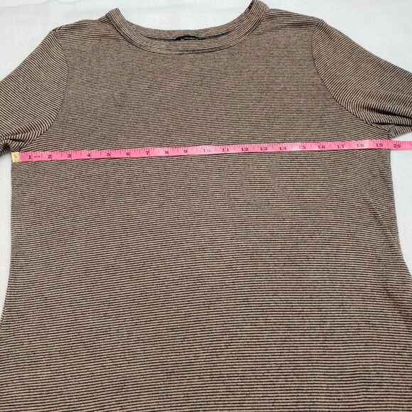 Banana Republic Top Womens Medium Brown Striped Long Sleeve Curved Hem Neutral - Picture 4 of 16